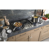 GE Profile™ 36" Built-In Tri-Ring Gas Cooktop with 5 Burners and Included Extra-Large Integrated Griddle PGP9036SLSS