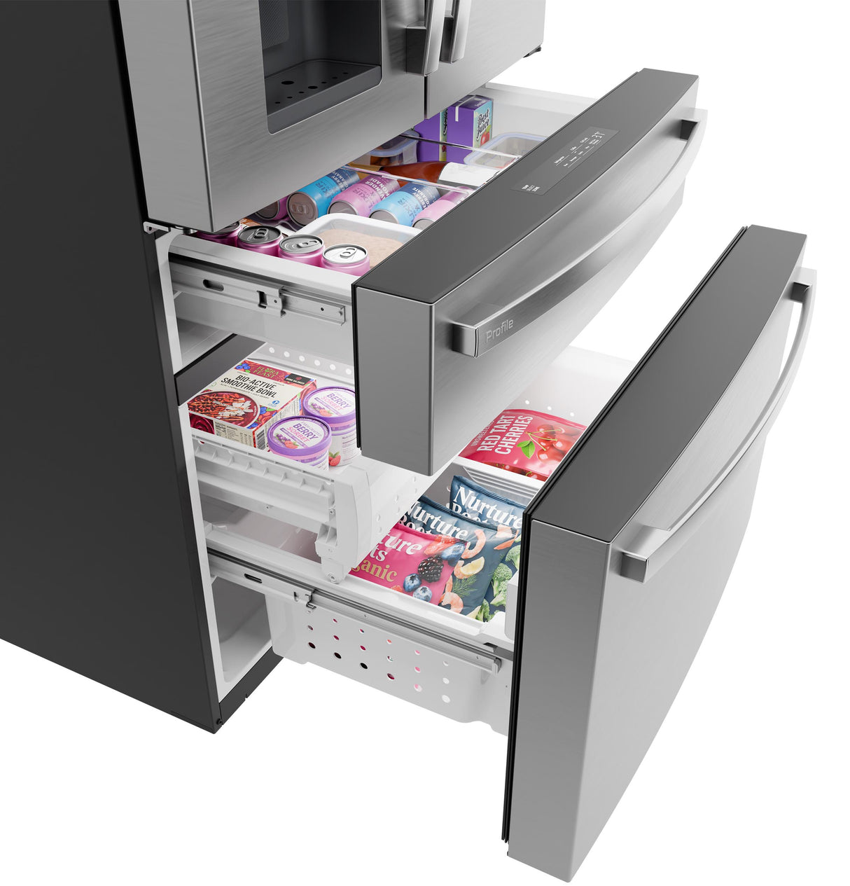 GE Profile™ ENERGY STAR® 27.9 Cu. Ft. Smart 4-Door French-Door Refrigerator with Kitchen Assistant PVD28HYYFS