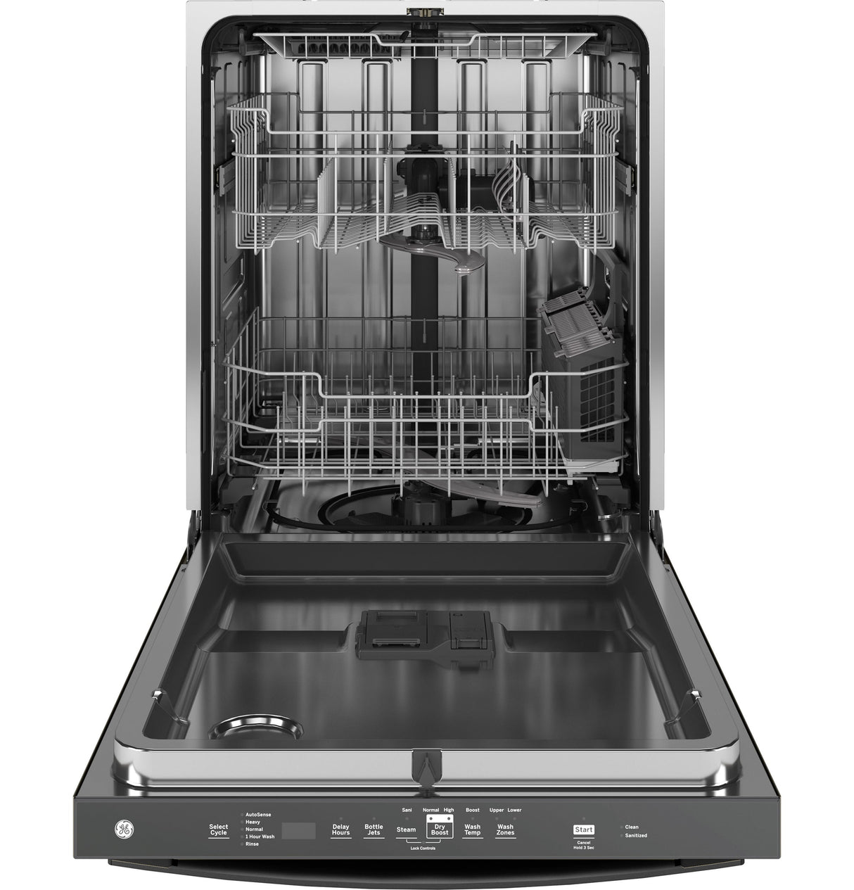 GE Top Control with Stainless Steel Interior Dishwasher with Sanitize Cycle GDT670SGVBB