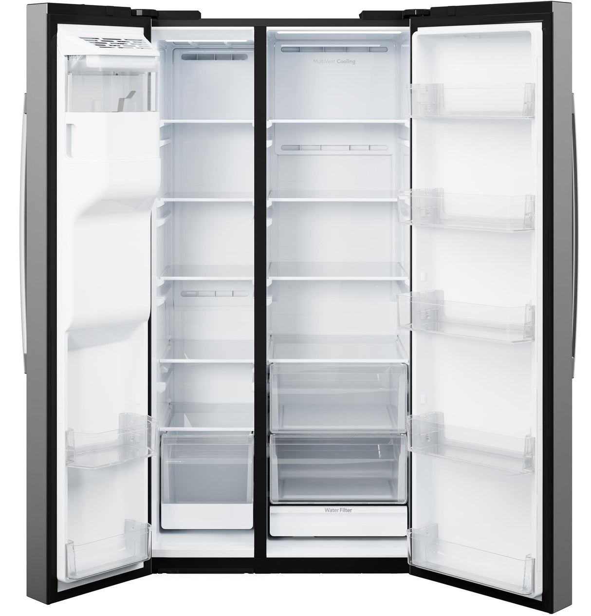 GE® 27.9 Cu. Ft. Side-By-Side Refrigerator with Extra Tall Dispenser and In-Door Icemaker GSS28NYYFS