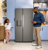GE 23.6 Cu. Ft. Counter-Depth Side-By-Side Refrigerator with Extra Tall Dispenser and In-Door Icemaker GZS24NMYES