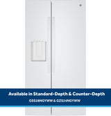 GE 23.6 Cu. Ft. Counter-Depth Side-By-Side Refrigerator with Extra Tall Dispenser and In-Door Icemaker GZS24NGYWW