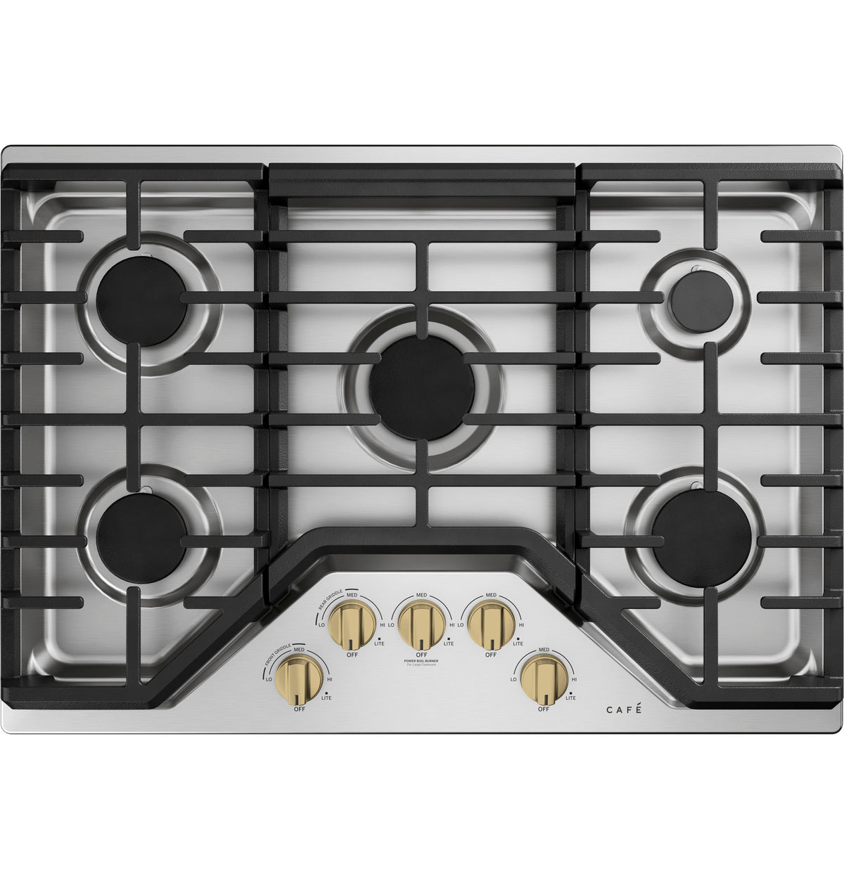 CAFÉ™ 5 Gas Cooktop Knobs - Brushed Brass CXCG1K0PMCG