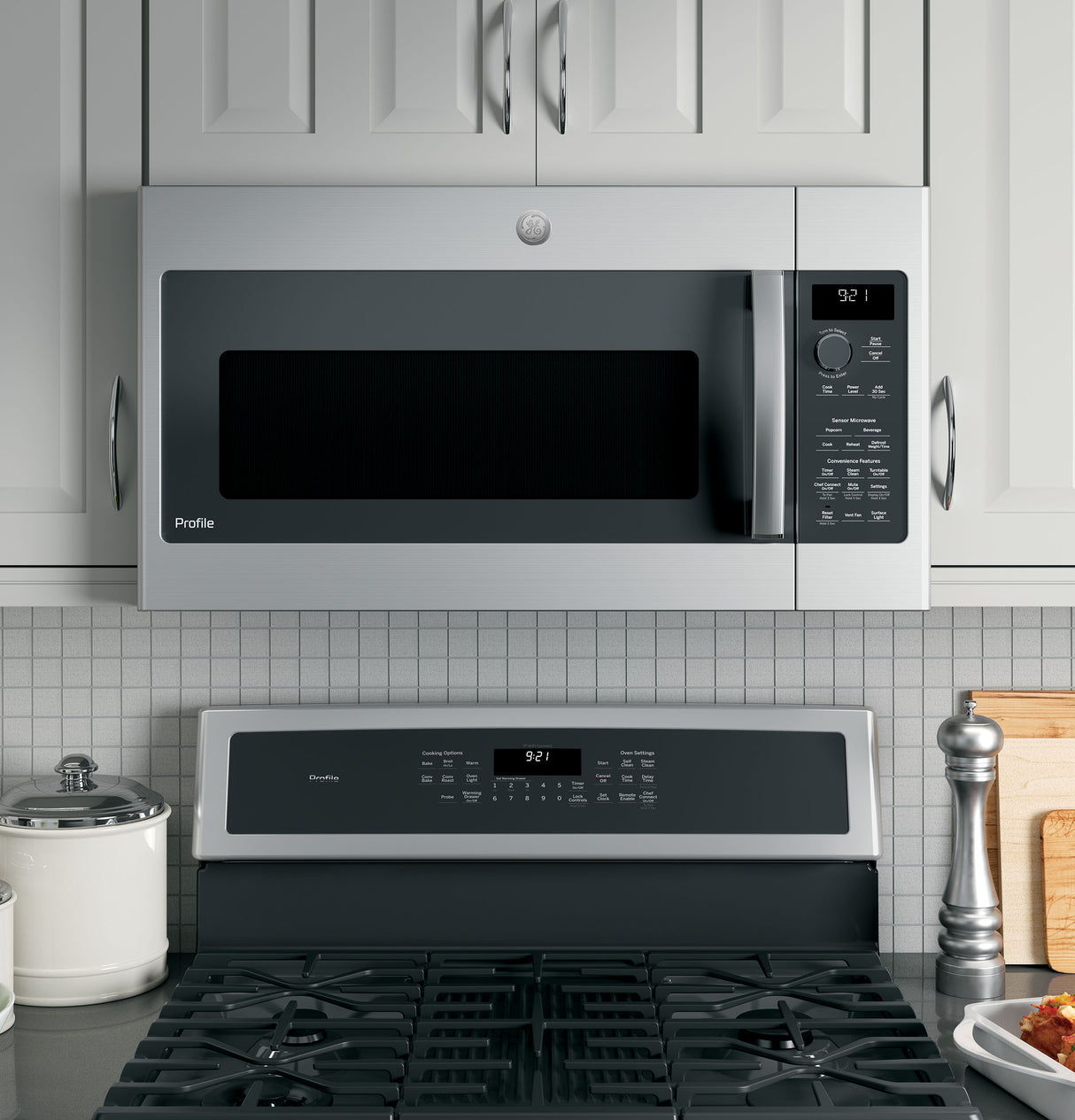 GE Profile Series 2.1 Cu. Ft. Over-the-Range Sensor Microwave Oven PVM9215SKSS
