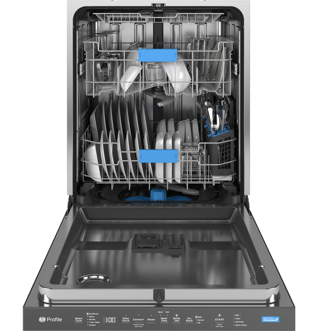 GE Profile Fingerprint Resistant Top Control with Stainless Steel Interior Dishwasher with Microban Antimicrobial Protection with Sanitize Cycle PDP715SYVFS