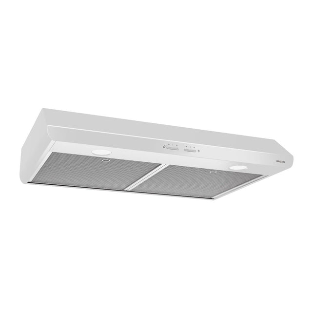 Broan 30-Inch 300 Max Blower CFM 5.0 Sones White Range Hood BKSH130WW