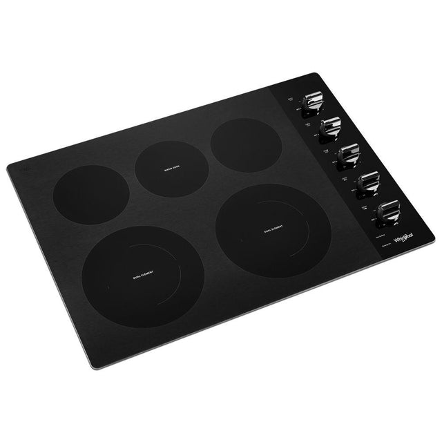 Whirlpool® 30-inch Electric Ceramic Glass Cooktop with Two Dual Radiant Elements WCE77US0HB