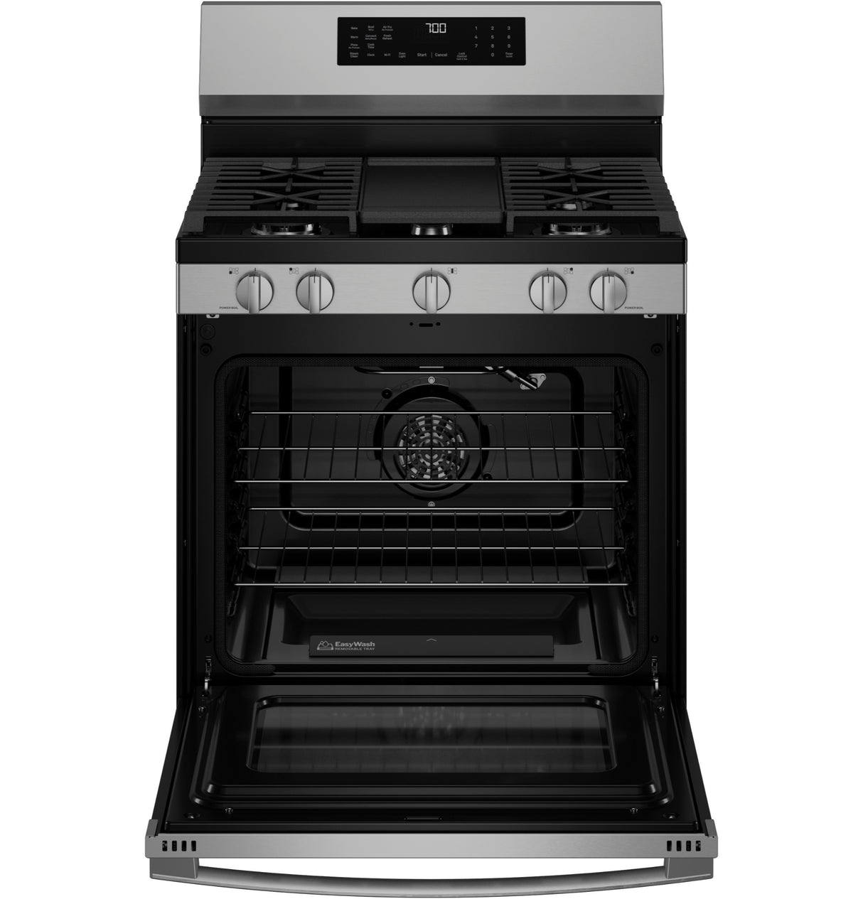GE Profile™ 30” Smart Free-Standing Gas Convection Range with No Preheat Air Fry and EasyWash™ Oven Tray PGF700AYFS