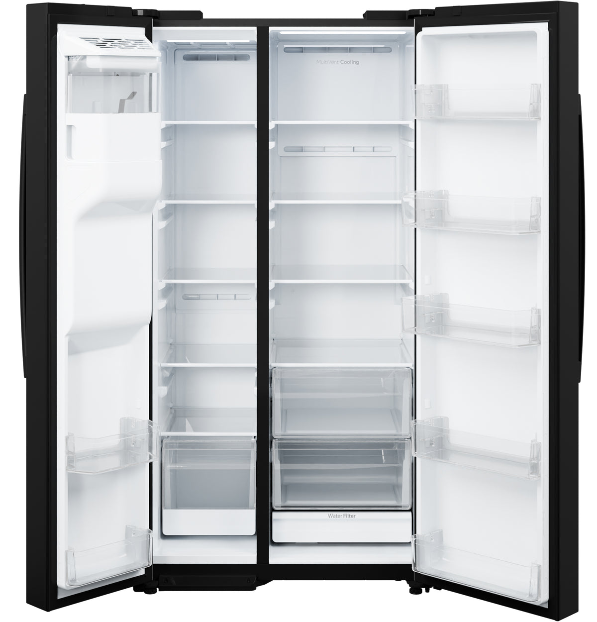 GE 23.6 Cu. Ft. Counter-Depth Side-By-Side Refrigerator with Extra Tall Dispenser and In-Door Icemaker GZS24NGYBB