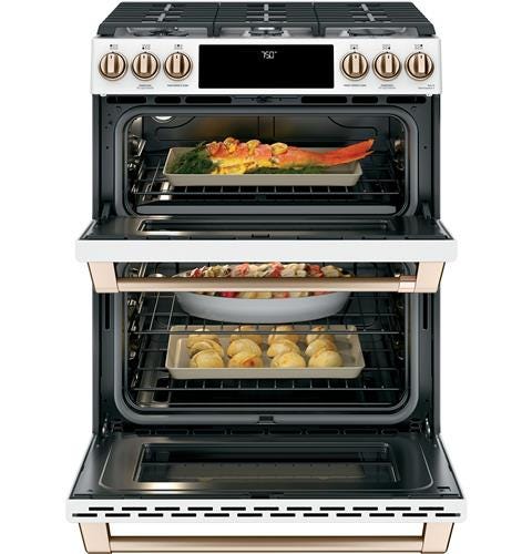 Cafe 30" Slide-In Front Control Gas Double Oven with Convection Range (DISPLAY) CGS750P4MW2