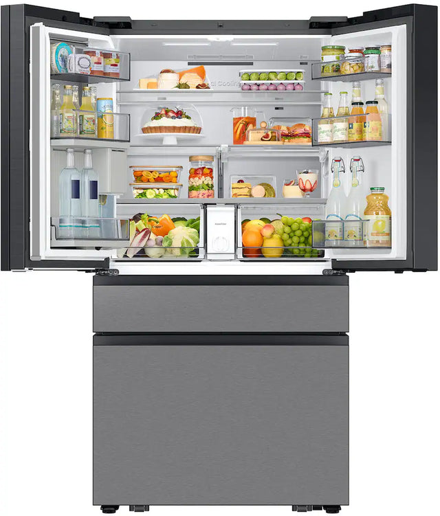 Samsung - Bespoke 29 cu. ft. 4-Door French Door Refrigerator with AI Family Hub+ - Charcoal Glass & Stainless Steel RF90F29AECRAA (S&D)