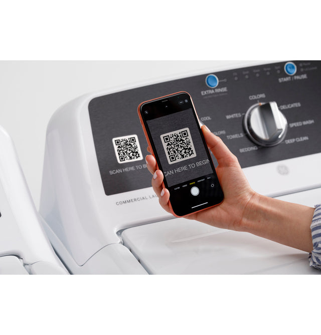 GE® 7.4 cu. ft. Capacity aluminized alloy drum Commercial Electric Dryer with Sensor Dry, Built-In App Payment System SITE WIFI REQUIRED VTD52EASRWB