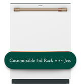 Cafe Appliance Package - 4 Piece Appliance Package with Gas Range - Matte White w/ Brushed Bronze Hardware