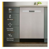 Whirlpool 51 dBA Quiet Dishwasher with 3rd Rack and Pocket Handle WDP730HAMZ