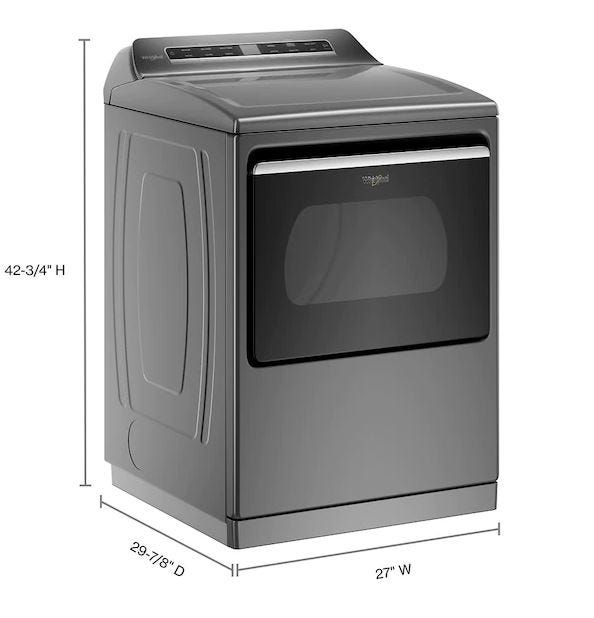 Whirlpool 7.4 cu. ft. Top Load Electric Dryer with Advanced Moisture Sensing WED8127LC-Chrome Shadow