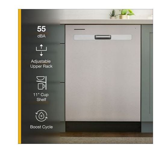 Whirlpool 55 dBA Quiet Dishwasher with Adjustable Upper Rack WDP560HAMZ