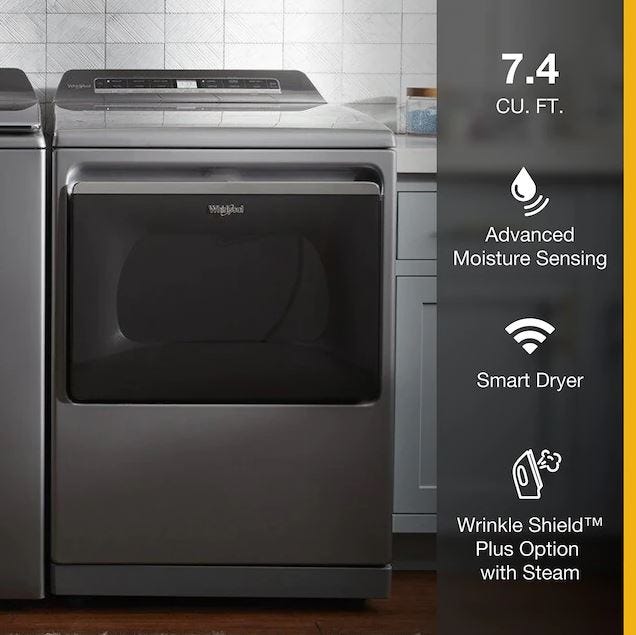 Whirlpool 7.4 cu. ft. Top Load Electric Dryer with Advanced Moisture Sensing WED8127LC