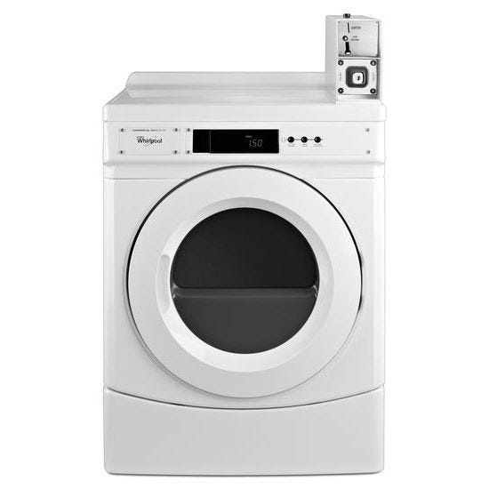 Whirlpool 27" Commercial Electric Front-Load Dryer Featuring Factory-Installed Coin Drop with Coin Box CED9150GW