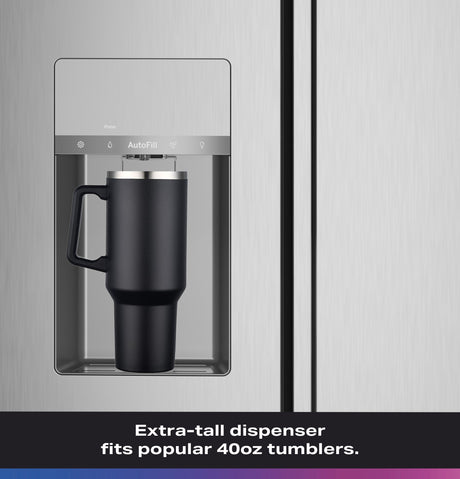 GE Profile™ ENERGY STAR® 23.5 Cu. Ft. Counter-Depth Side-By-Side Refrigerator with Hands-Free AutoFill and CustomSize™ Ice PZE24QYYFS