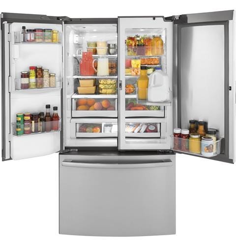 GE Profile Series 22.2 Cu. Ft. Counter-Depth French-Door Refrigerator with Door In Door and Hands-Free AutoFill PYD22KYNFS