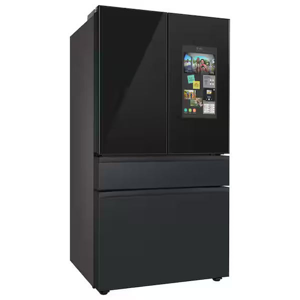 Samsung Bespoke 36 in. 29 cu. ft. Standard Depth 4-Door Charcoal Glass/Matte Black French Door Smart Refrigerator w/Family Hub RF29BB89008M