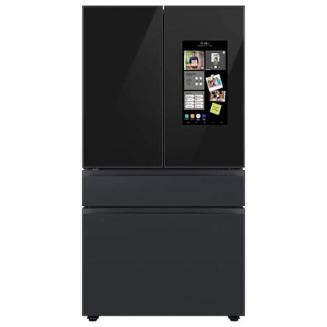 Samsung Bespoke 36 in. 29 cu. ft. Standard Depth 4-Door Charcoal Glass/Matte Black French Door Smart Refrigerator w/Family Hub RF29BB89008M