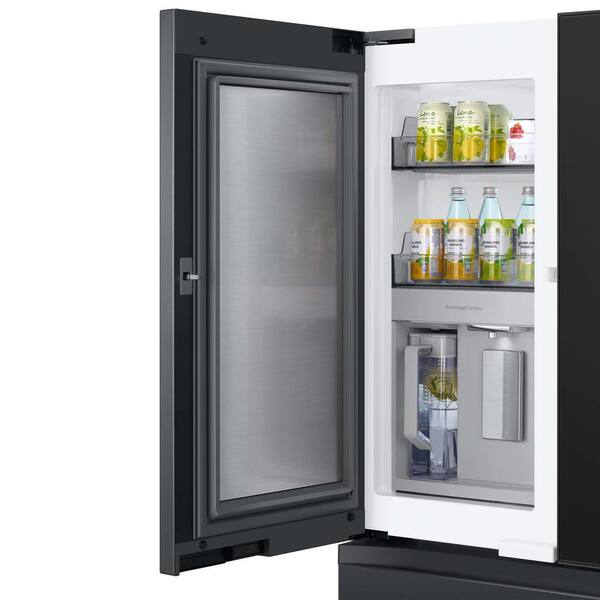 Samsung Bespoke 36 in. 29 cu. ft. Standard Depth 4-Door Charcoal Glass/Matte Black French Door Smart Refrigerator w/Family Hub RF29BB89008M