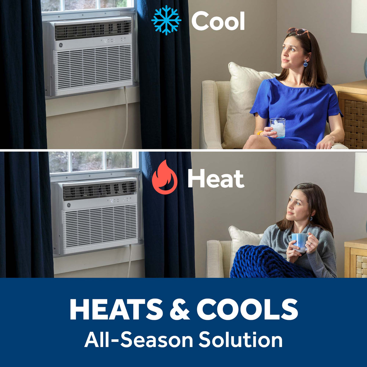GE® 18,000 BTU Smart Heat/Cool Electronic Window Air Conditioner for Extra-Large Rooms up to 1000 sq. ft. AWGH18WWF