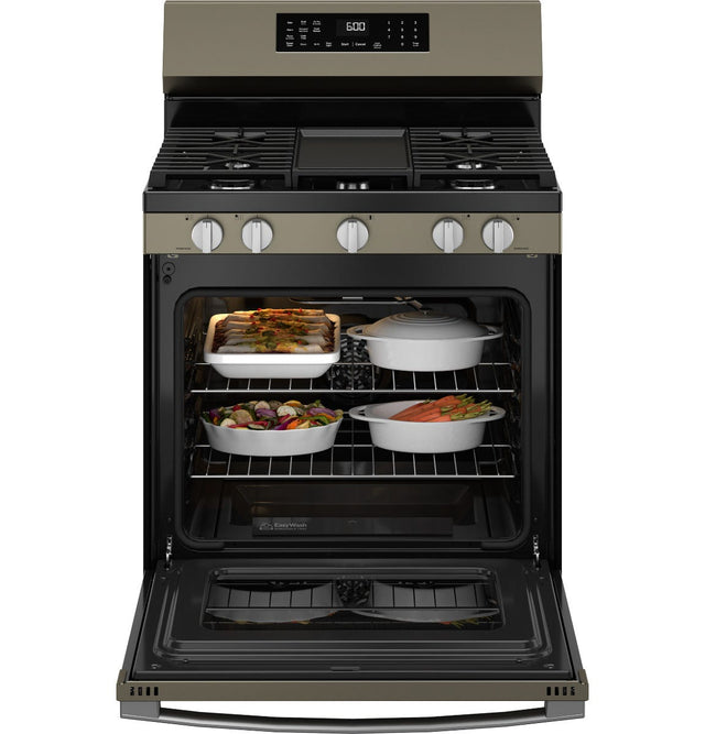 GE® 30" Free-Standing Gas Convection Range with No Preheat Air Fry and EasyWash™ Oven Tray GGF600AVES