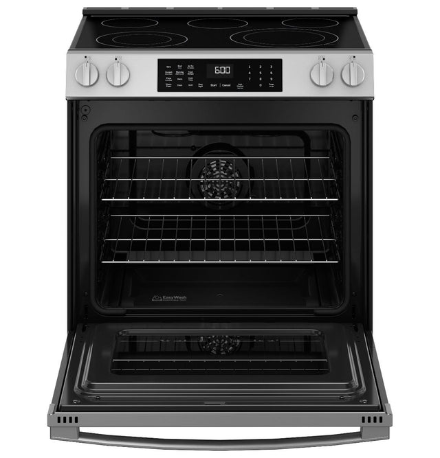 GE® 30" Slide-In Electric Convection Range with No Preheat Air Fry GRS600AVFS