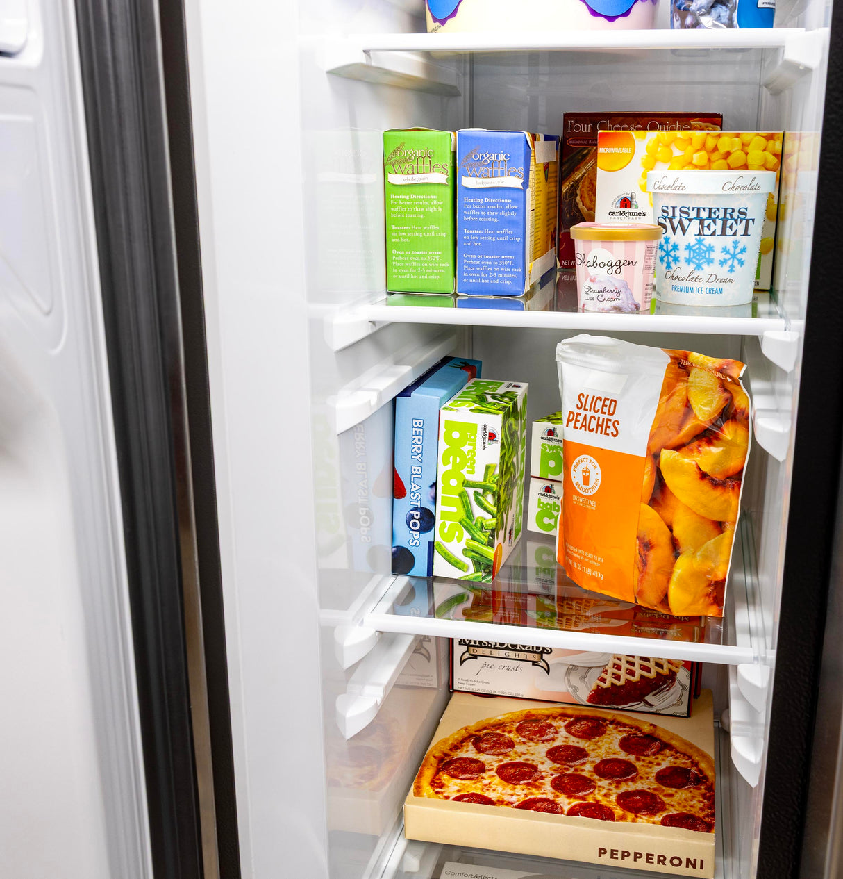 GE® ENERGY STAR® 24 Cu. Ft. Counter-Depth Side-By-Side Refrigerator with Extra Tall Dispenser and In-Door Icemaker GZE24NYYFS