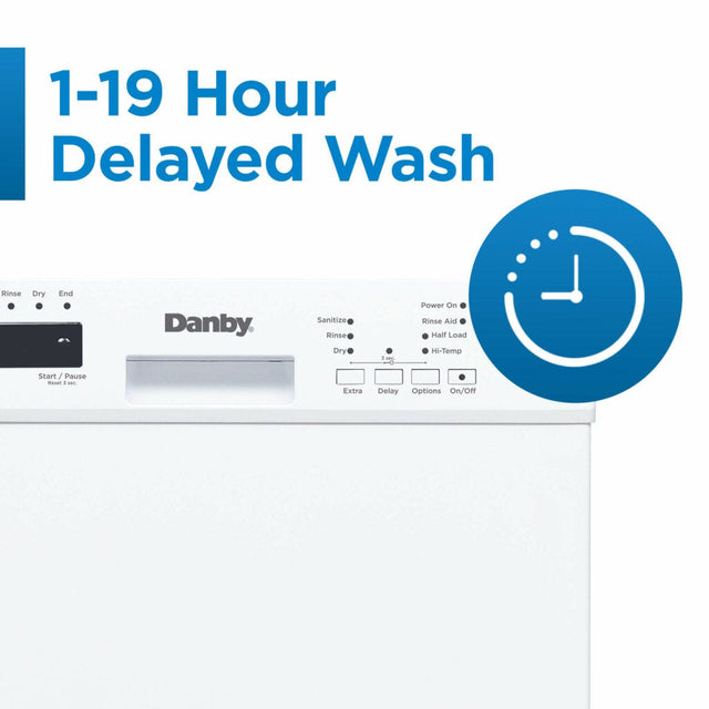 Danby 18″ Wide Built-in Dishwasher in White DDW18D1EW