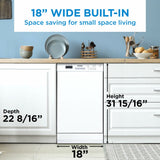 Danby 18″ Wide Built-in Dishwasher in White DDW18D1EW