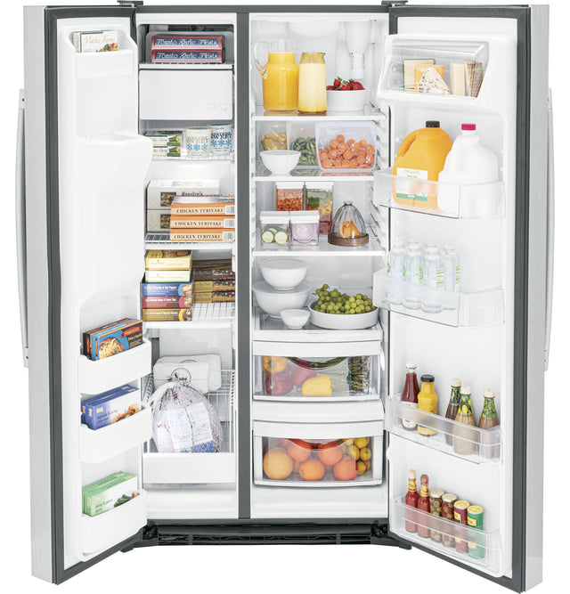 GE 25.3 Cu. Ft. Side-By-Side Refrigerator GSS25GYPFS-Fingerprint Resistant Stainless Steel