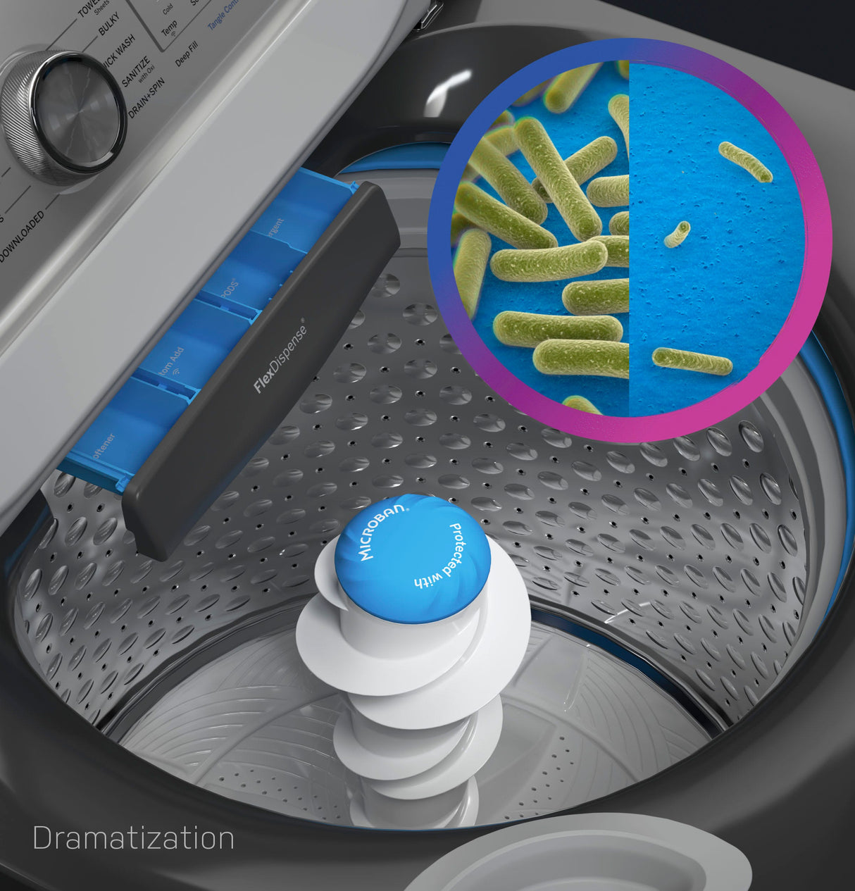 GE Profile 4.9 cu. ft. Capacity Washer with Smarter Wash Technology and FlexDispense PTW605BSRWS