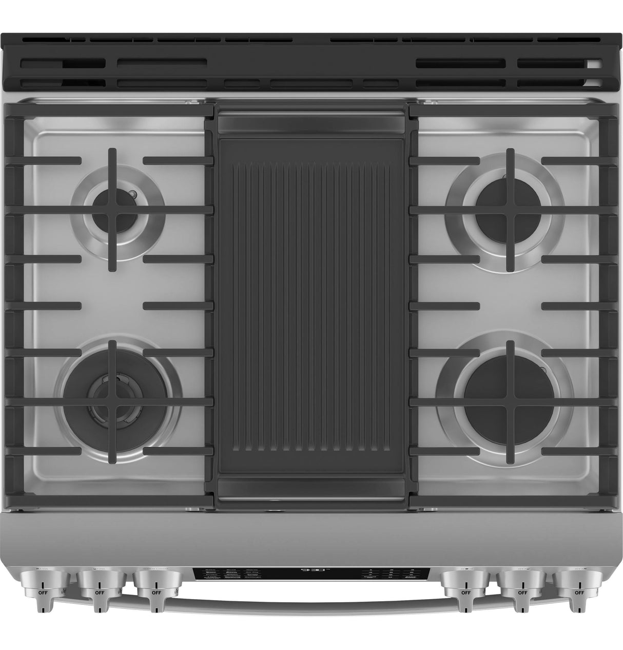 GE Profile 30" Smart Slide-In Front-Control Gas Fingerprint Resistant Range with No Preheat Air Fry PGS930YPFS