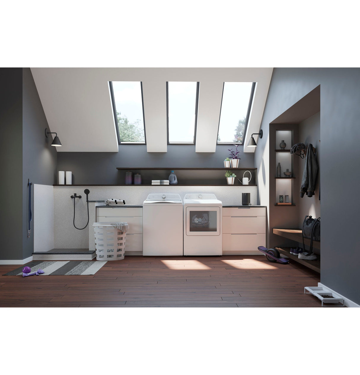 GE Profile 5.0 cu. ft. Capacity Washer with Smarter Wash Technology and FlexDispense PTW600BSRWS