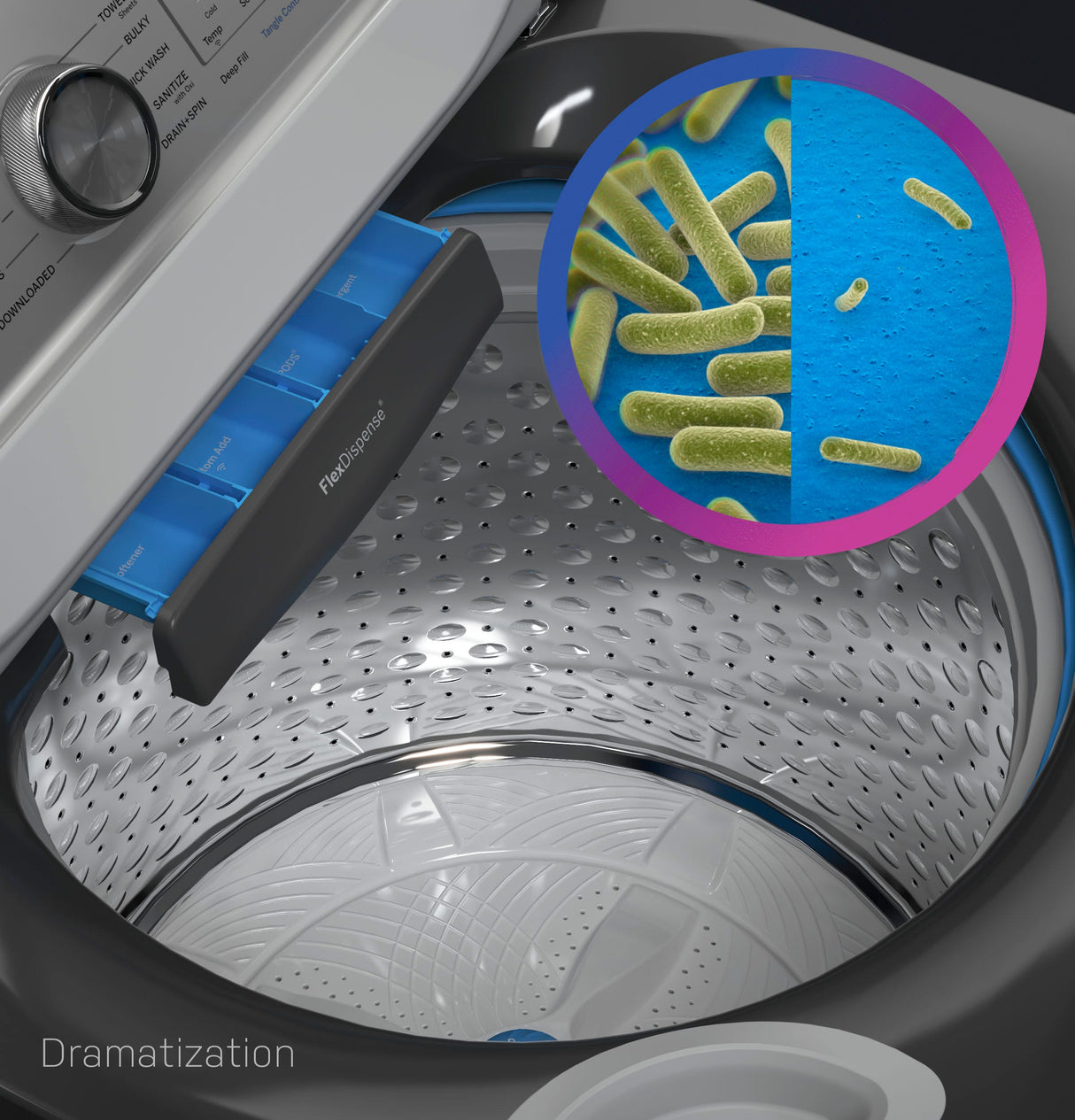 GE Profile 5.0 cu. ft. Capacity Washer with Smarter Wash Technology and FlexDispense PTW600BPRDG