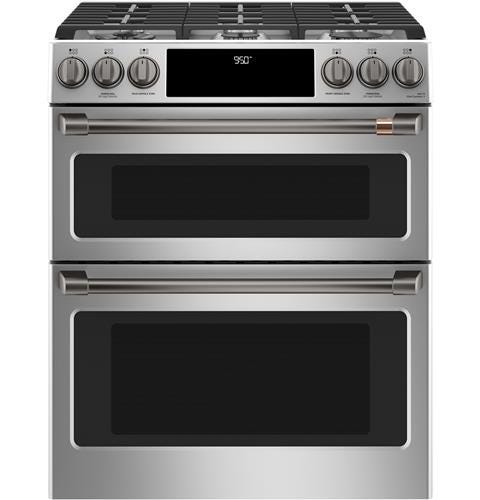 Café 30" Slide-In Front Control Dual-Fuel Double Oven with Convection Range C2S950P2MS1