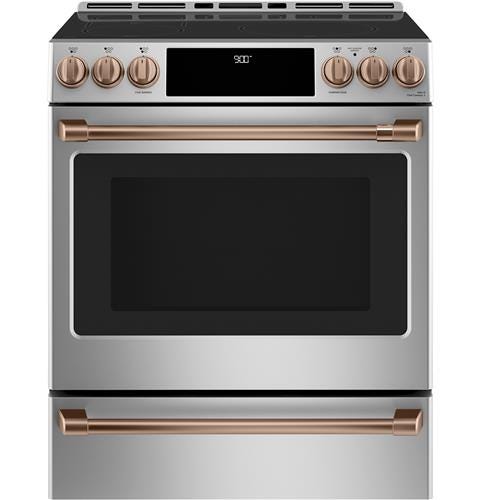 Café 30" Slide-In Front Control Induction and Convection Range with Warming Drawer CHS900P2MS1