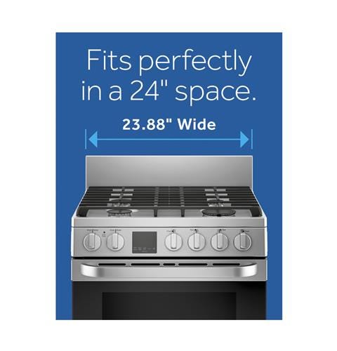 Haier 24" 2.9 Cu. Ft. Gas Free-Standing Range with Convection and Modular Backguard QGAS740RMSS