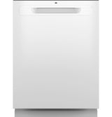 GE Top Control with Plastic Interior Dishwasher with Sanitize Cycle Dry Boost GDP630PGRWW-White