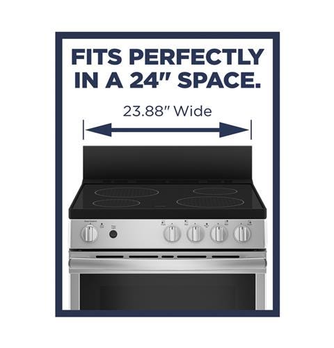 GE® 24" Free-Standing/Slide-in Front Control Range with Steam Clean and Large Window JAS640RMSS