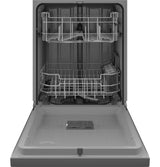 GE Front Control with Plastic Interior Dishwasher with Sanitize Cycle &amp; Dry Boost GDF550PSRSS-Stainless Steel