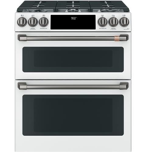 Café 30" Slide-In Front Control Dual-Fuel Double Oven with Convection Range C2S950P4MW2