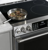 Cafe 30" Smart Slide-In Front Control Induction and Convection Range with Warming Drawer CHS90XP2MS1