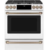 Café 30" Slide-In Front Control Gas Oven with Convection Range with Warming Drawer CGS700P4MW2