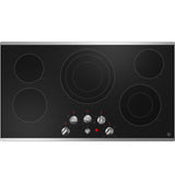 GE 36" Built-In Knob Control Electric Cooktop JEP5036STSS-Stainless Accents- Aluminum Trim