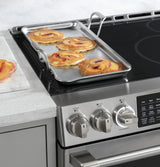 Cafe 30" Smart Slide-In Front Control Induction and Convection Range with Warming Drawer CHS90XP2MS1