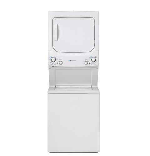 GE Unitized Spacemaker 3.9 cu. ft. Capacity Washer with Stainless Steel Basket and 5.9 cu. ft. Capacity Gas Dryer GUD27GESNWW